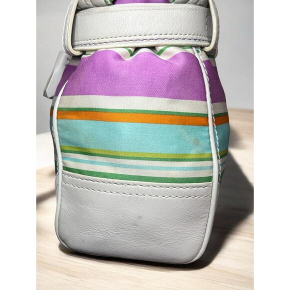 Y2K Coach F10704 Hamptons Stripe Satchel Bag & Large Wristlet - Picture 12 of 16